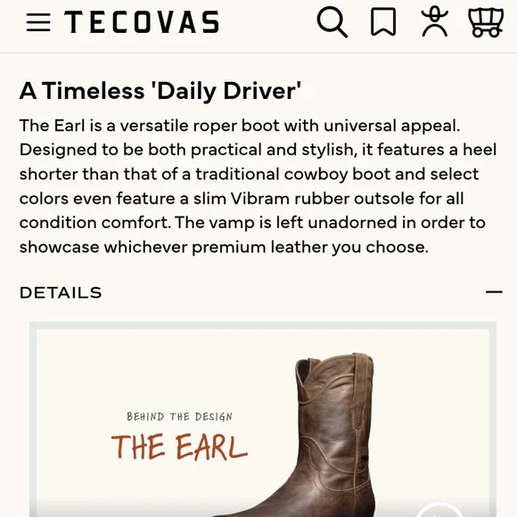 Tecovas Men's The Earl Brown Leather Western Roper Boots - Picture 2 of 11